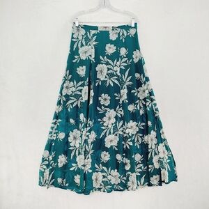 LOFT Teal Floral A-Line Skirt